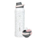 Termo botella térmica Buffer de acero inoxidable 1L color Ice leopard con tapas en detalle.