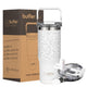Vaso tumbler térmico Buffer color ice leopard con tapa y caja, ideal para mantener bebidas frías o calientes.