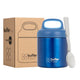 Termo comida y líquido azul Buffer para niños de 340ml con cuchara y caja reciclable.