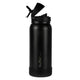 Termo botella térmica Buffer de acero inoxidable 1 L en color negro, vista frontal con tapa abierta.