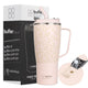 Vaso térmico pinky leopard Buffer de 1Lt con tapa y caja en fondo blanco.