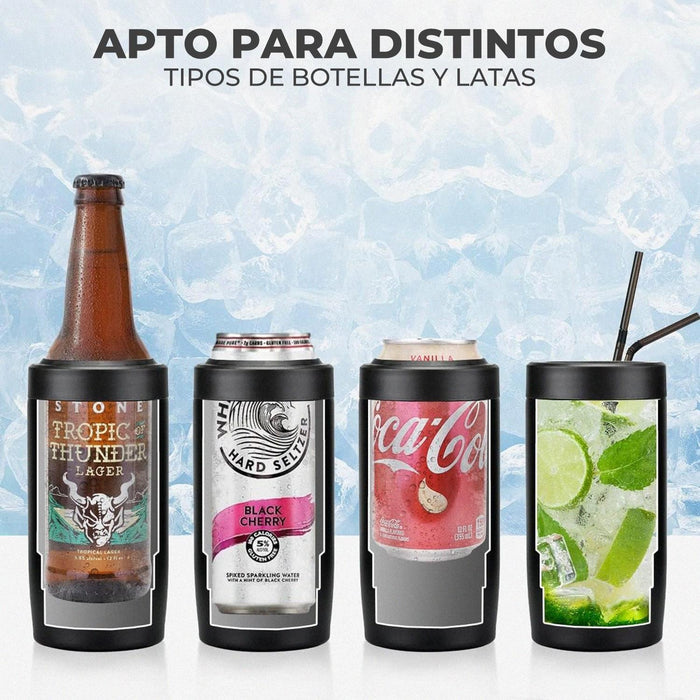 Set de 2 Vasos Cubre Botellas Holbox 4en1 Acero Inox