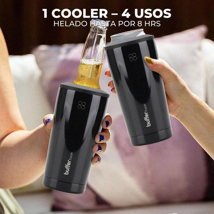 Set de 2 Vasos Cubre Botellas Holbox 4en1 Acero Inox