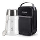 Termo comida 800ml color crema con bolso y cuchara, vista principal en fondo blanco.
