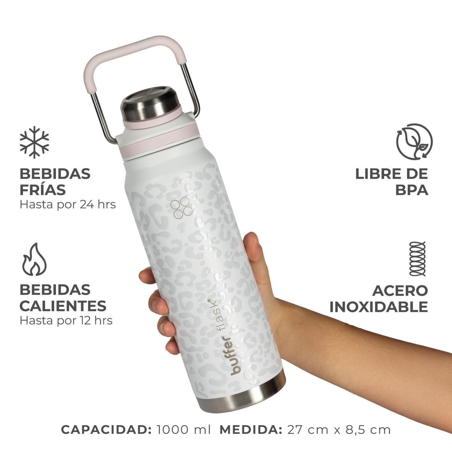Botella Agua Térmica Mallorca 1Lt Acero Inox Incluye 2 Tapas — Buffer CL