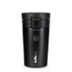 Mug térmico negro de 300ml de Buffer, vista frontal con tapa cerrada.